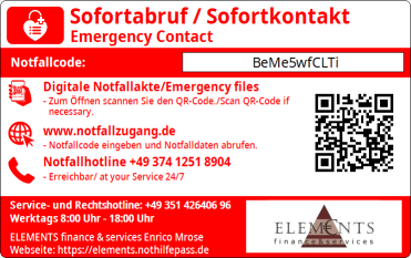 NotHilfePass Rückseite